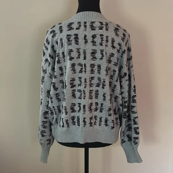 NIC+ZOE blue jacquard split next sweater size L - Picture 2 of 4